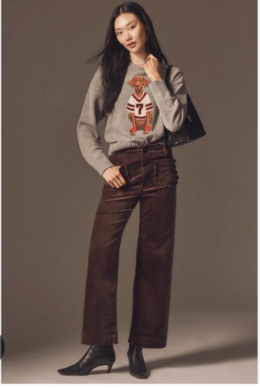 Anthropologie Maeve Colette Corduroy High-Rise Wide-Leg Cropped Pants 25